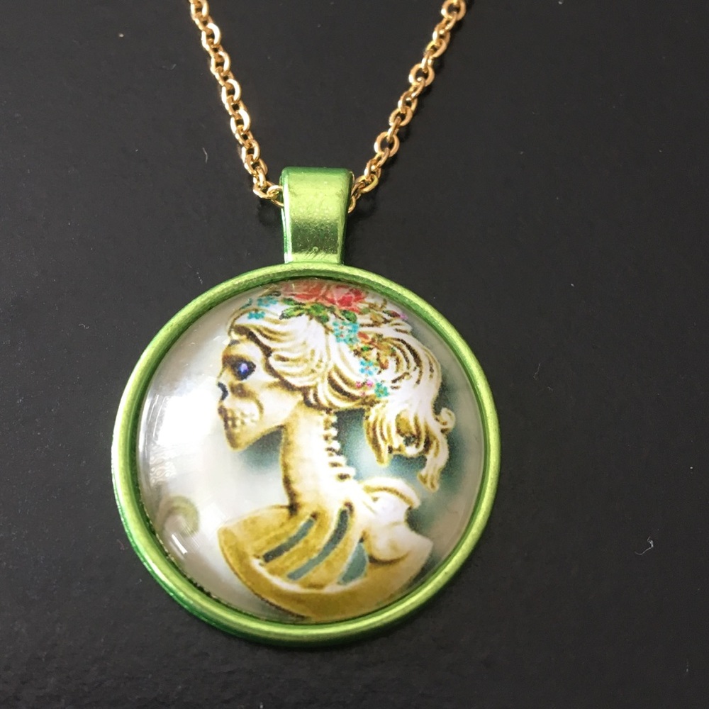 Skeleton Cameo Glass Pendant